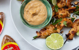 noosh almond butter chicken satay skewers with creamy almond butter sauce recipe