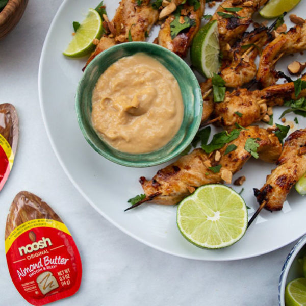 noosh almond butter chicken satay skewers with creamy almond butter sauce recipe noosh almond butter chicken satay skewers with creamy almond butter sauce recipe