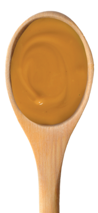 spoon with almond butter silky smooth